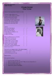 English worksheet: song Private Dancer - Tina Turner