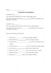 English Worksheet: Comparatives and Superlatives