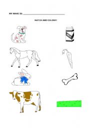 English worksheet: Animals and their foods