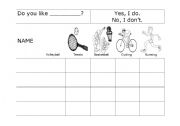 English worksheet: SPORTS - LIKES AND DISLIKES