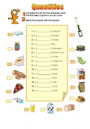 English Worksheet: Quantities