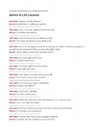 English Worksheet: American Expression of our ancestor - Part I