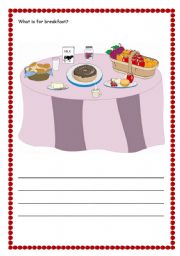 English worksheet: food,breakfast,fruits.