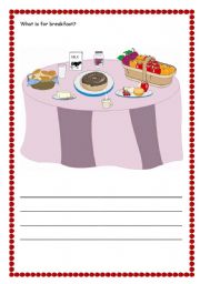 English Worksheet: food,breakfast,fruits.