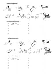 English Worksheet: School Objects