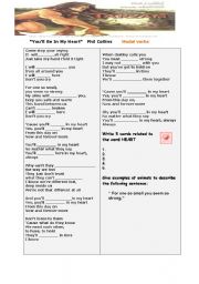 English Worksheet: Youll be In My Heart - Song