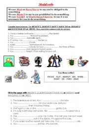 English Worksheet: Must/have to,  musnt , need and neednt