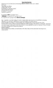 English Worksheet: transitions