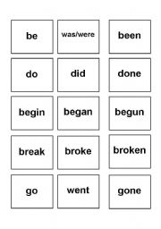 English Worksheet: memory game - ( infinitive, past and past participle)