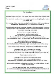 English Worksheet: The three bears