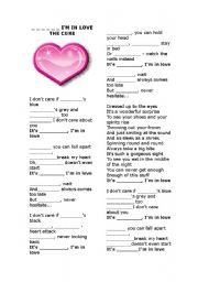 English Worksheet: Friday Im in love (days of the week)