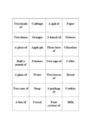 English Worksheet: Quantities and Containers (Quantifiers)