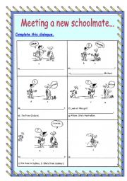 English Worksheet: Back to school. Meeting a new schoolmate. 