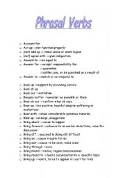 English worksheet: phrasal verbs