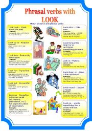 English Worksheet: phrasal verbs with look (2 pages) 