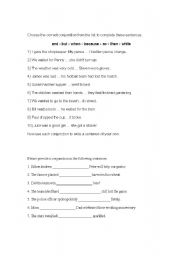 English Worksheet: conjuctions