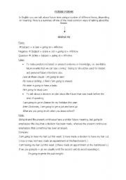English Worksheet: Summary on the future form going to