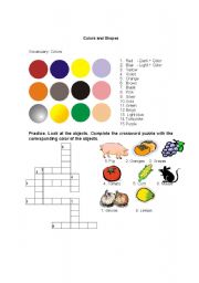 English Worksheet: Colors and Shapes