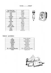 English Worksheet: school