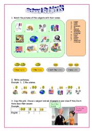 English Worksheet: School Subjects