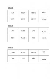 English worksheet: Bingo Irregular Past verbs