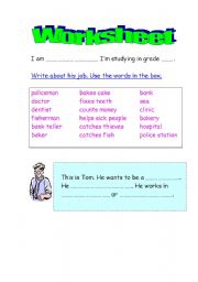 English worksheet: My job