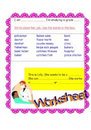 English worksheet: What does she do?
