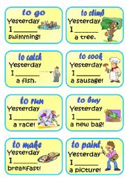 English Worksheet: Past Tense Cards Part 2