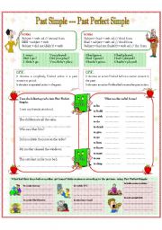 English Worksheet: past simple --- past perfect simple