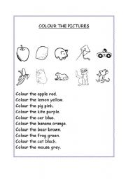 English Worksheet: Colour the pictures