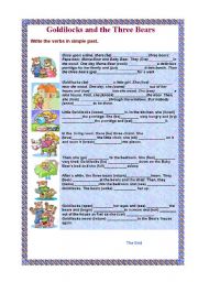 English Worksheet: Goldilocks and the Three Bears (Simple Past)