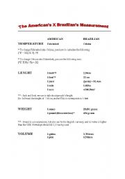 English Worksheet: The Metric X The Imperial Measurement System