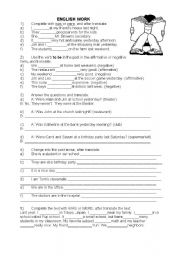 English Worksheet: English work abou past of the verb to be