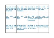 English Worksheet: ACTION GAME: YOU HAVE TO...