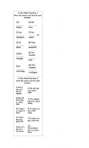 English worksheet: to be