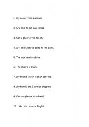 English worksheet: simple present tense