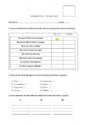 English Worksheet: Listening test