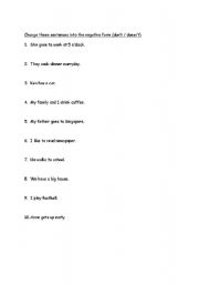 English Worksheet: Negative forms (dont/doesnt)