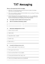 English Worksheet: TXT Messaging