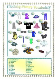 English Worksheet: Clothing Picture Vocabulary