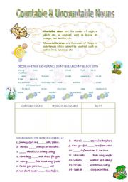 English Worksheet: Countable & Uncountable Nouns