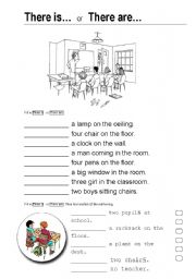 English Worksheet: There is - There are