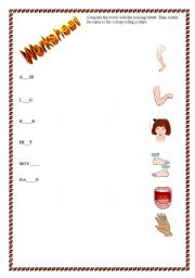 English worksheet: parts of the body