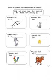 English worksheet: What is this   - animals