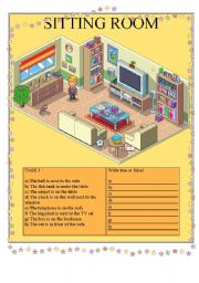 English Worksheet: Sitting room - prepositions