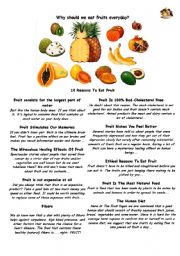 English Worksheet: healthy fruits