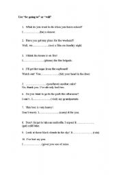 English worksheet: Going to & will