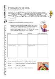 English Worksheet: Prepositions of time