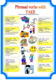 English Worksheet: Phrasal verbs with TAKE (2 pages)