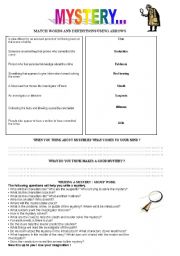 English Worksheet: mystery writing